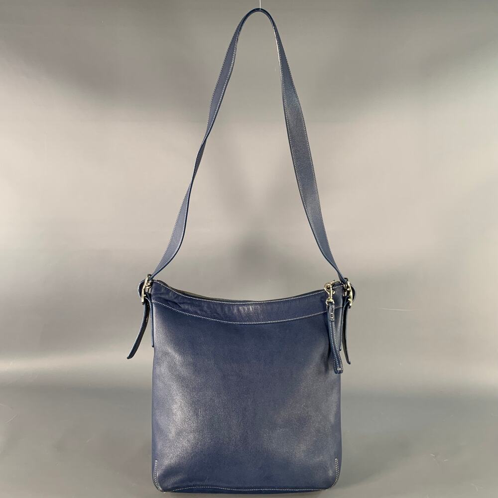 COACH Vintage Blue Contrast Stitch Leather Crossbody Handbag